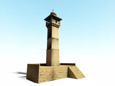 MiddleEast Arabic Minaret Islamic Mosque Beacon Free low-poly 3D model