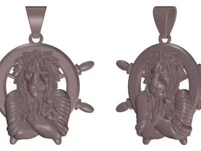 Old man Lion face Vastu Pendant Necklace for men 3D print model