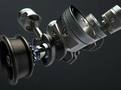 V8 Engine Working Animated 3D model