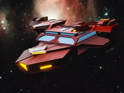 Low poly Battle spaceship model free blender Free low-poly 3D model