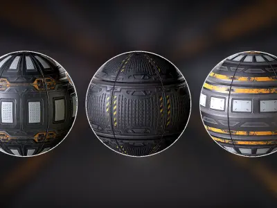 3 PBR Sci Fi panels materials 3D model