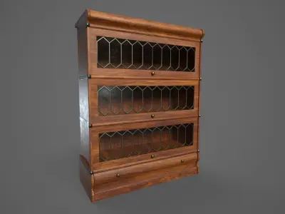 Wood Barrister Bookcase Shelf Low-poly 3D model