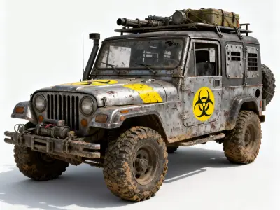 Post Apocalyptic Off Road Jeep 3D Model V06 Low-poly 3D model