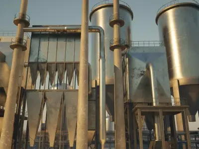 Chemical Plant Low-poly 3D model