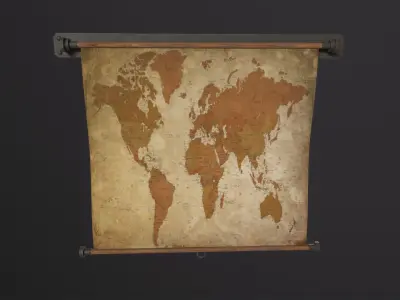Old World Map 3D Model Low-poly 3D model