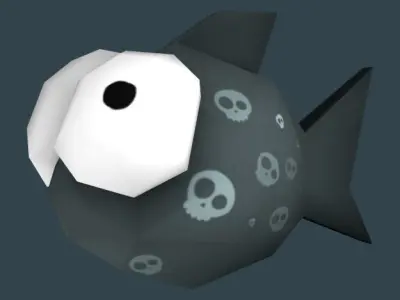 Cartoon low poly fish with multiple textures Low-poly 3D model