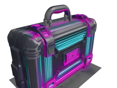 Neon Cyberpunk Briefcase with Holographic Lock 3D model
