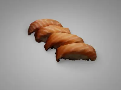 Scanned salmon sushi pieces 3D model