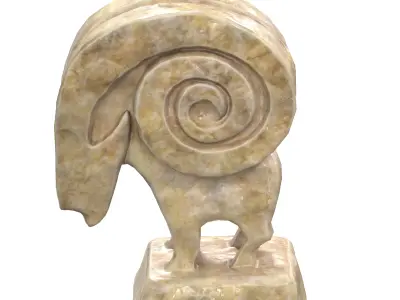 Ram abstract marble statue Low-poly 3D model