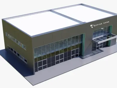 Commercial building Low-poly 3D model 10