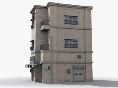Japanese House x4 Low-poly 3D model