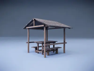 wooden gazebo Low-poly 3D model