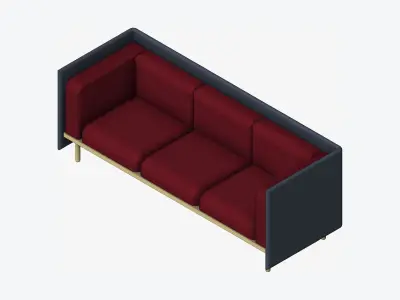 Furniture - Sofa - Contemporary - Flame - Medium Low-poly 3D model