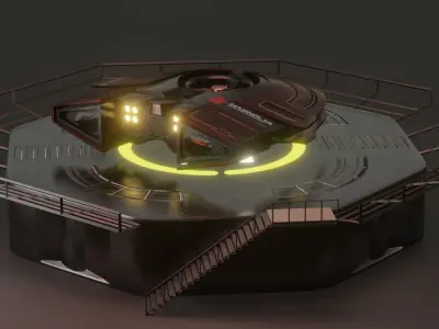 Space ship magnolia Low-poly 3D model