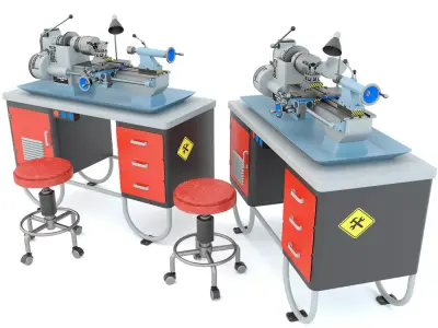 MN-80 Industrial desktop lathe machine tool 3D model