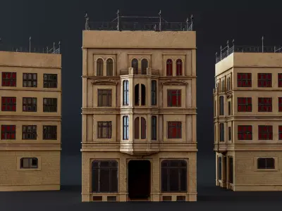 Mediterranean residential building Low-poly 3D model