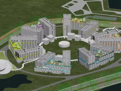 Modern Architectural Exterior Eco Campus Masterplan 3D model