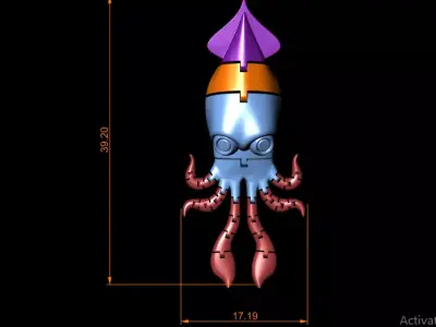 Rocket Squid Character  Cute Sci-Fi 3D Printable Cartoon Figure 3D print model