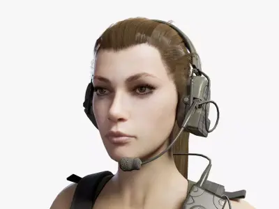 Female Soldier Low-poly 3D model order