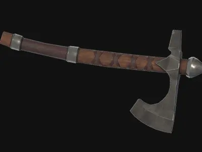 Wooden Axe Low-poly 3D model 3