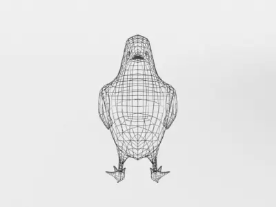 Black Little Chicken Low-poly 3D model
