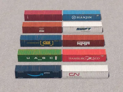 40ft Containers Pack 2 Low-poly 3D model