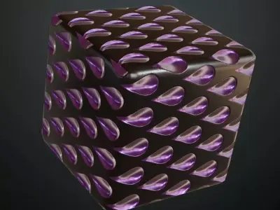 Purple Teardrop Studded Metal Plate PBR Seamless Texture