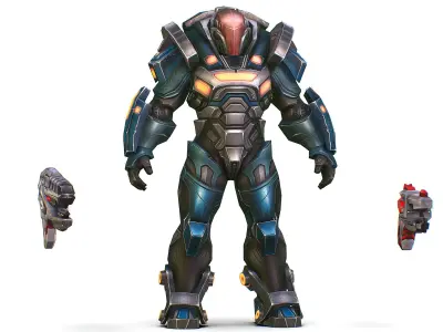 Cartoon Sci-Fi Cyborg Drone Trooper Soldier Low-poly 3D model purchase