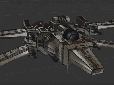 Spaceship 3D model fighter jet flying in sky 3D model