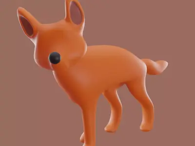 fox-Lowpoly orange toy dog Low-poly 3D model