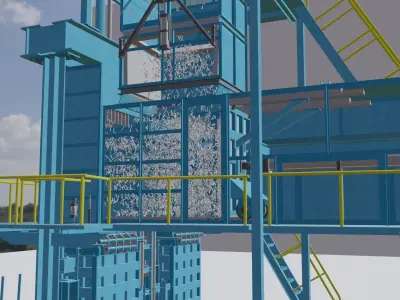 baler industrial machine with ladder 3D model