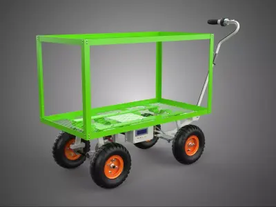 ELECTRIC DOUBLE TIERED BED TUB UTILITY TROLLEY WAGON CART GARDEN 3D model