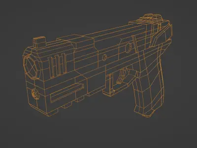 Sci Fi Pistol game ready Low-poly 3D model