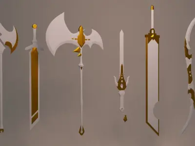 Medium-Poly Meel Weapons 3D model