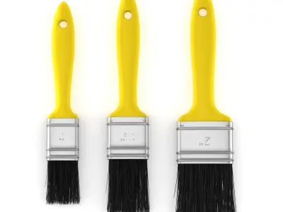 3 Brushes Set paint brush 3D model