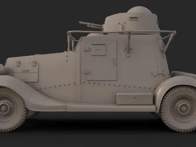 FAI M Armoured Car Clay Mental Ray 3D model