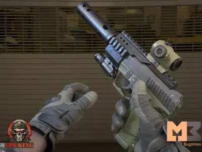 FPS ANIMATIONS SINGLE PISTOL Low-poly 3D model