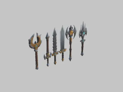 Lowpoly Medieval Fantasy Weapons Pack Low-poly 3D model