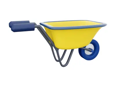 Garden cart cartoon icon 3D model