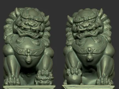 guardian lions 3D print model