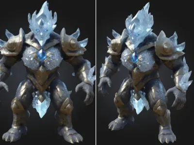 Ancient Ice Crystal Golem Low-poly 3D model