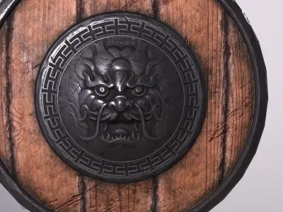 shield 1 wooden and metal Low-poly 3D model