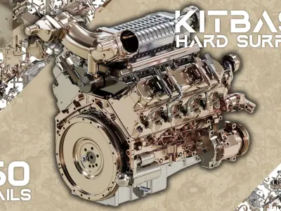 Hard Surface Sci-Fi Kitbash Bundle Mechanical Parts Low-poly 3D model
