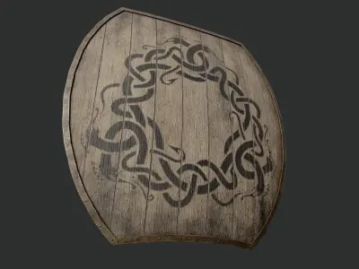 Slavic hybrid shield-painted black urobors symbol Low-poly 3D model
