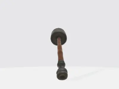 A common mace with wooden shank and iron head Low-poly 3D model
