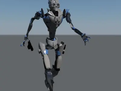 Robot humanoid with skull 3D model