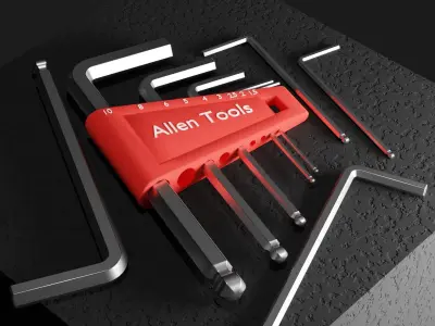 Allen key set - Short rounded 3D model