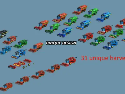 31 Harvesters low poly asset Low-poly 3D model