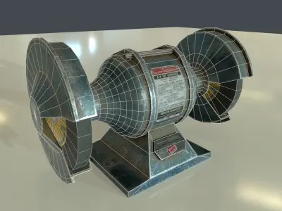 Rigged Benchgrinder Low-poly 3D model