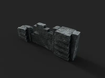 Old Ruined Wall Low-poly 3D model